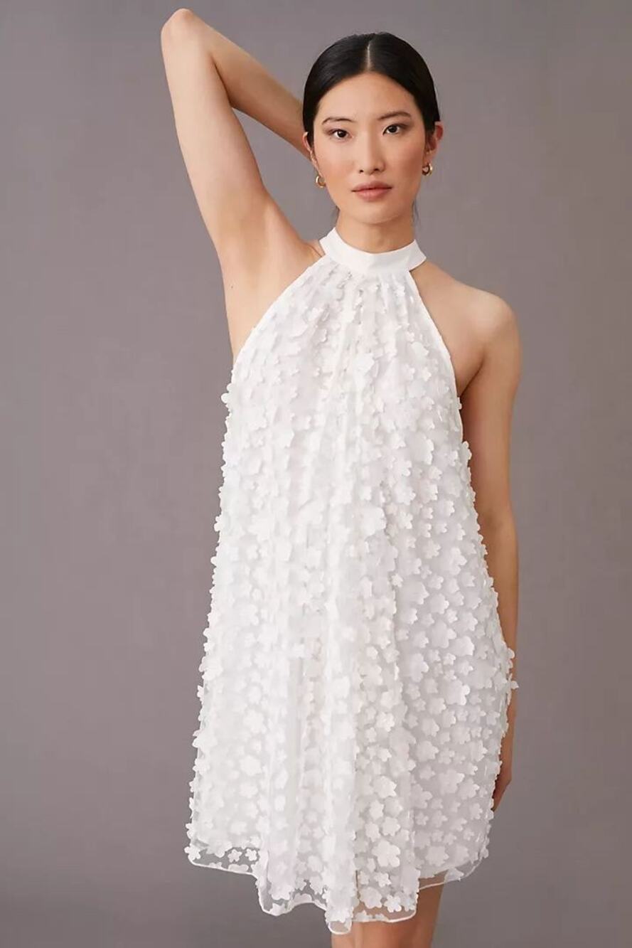 New Anthropologie Eva Franco Halter Swing Mini Dress $190 SIZE 8 White